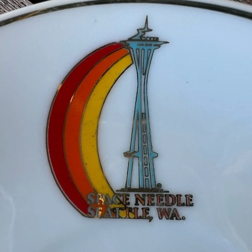 Vintage Space Needle Seattle Washington Souvenir Saucer Set Made in Japan 5”